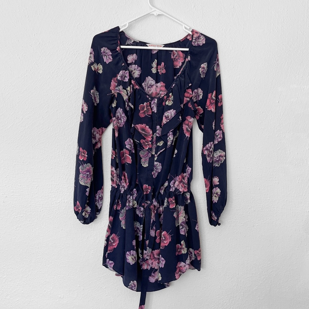Rebecca Taylor Long-Sleeve Floral Shirtdress